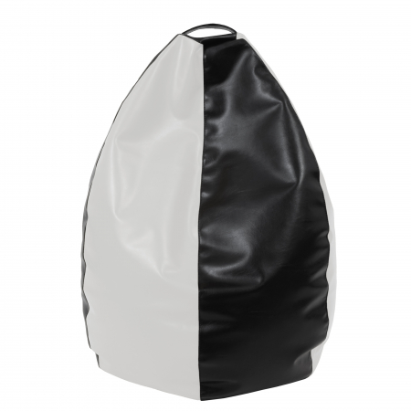 Mara - fotoliu puff - imitatie piele - negru/alb