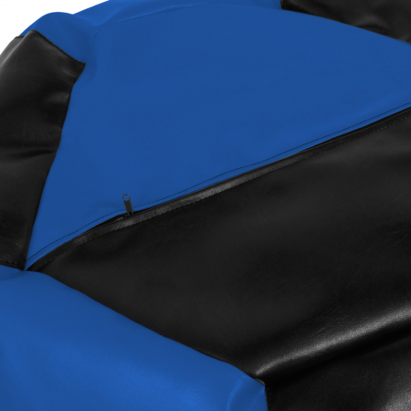 Mara - fotoliu puff - imitatie piele - negru/albastru [3]