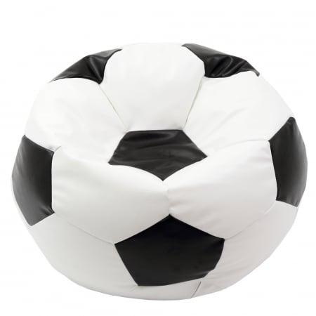 Fotolii Puf - Mega Ball - fotoliu puf - imitatie piele alb/negru