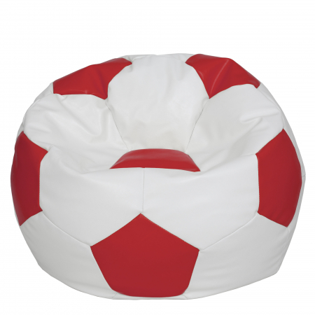 Fotolii Puf - Mega Ball - fotoliu puf - imitatie piele alb/rosu