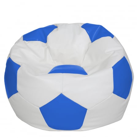 Fotolii Puf - Mega Ball - fotoliu puf - imitatie piele alb/albastru