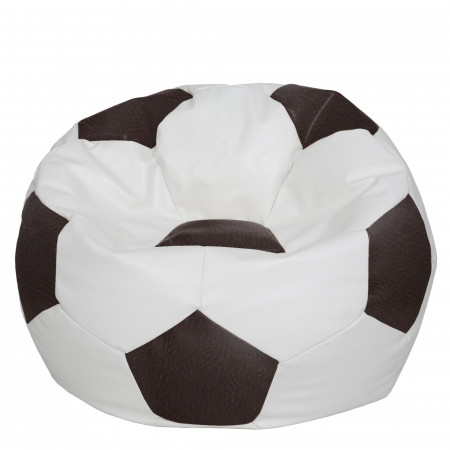 Fotolii Puf - Mega Ball - fotoliu puf - imitatie piele alb/maro