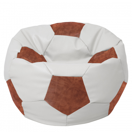 Fotolii Puf - Mega Ball - fotoliu puf - imitatie piele alb/cognac