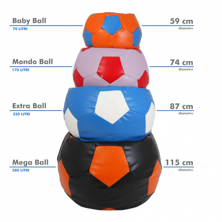 Mega Ball - fotoliu puf - imitatie piele albastru/rosu [3]