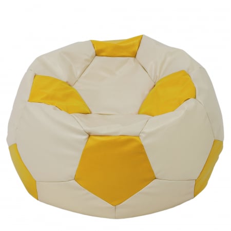 Fotolii Puf - Mega Ball - fotoliu puf - imitatie piele crem/galben