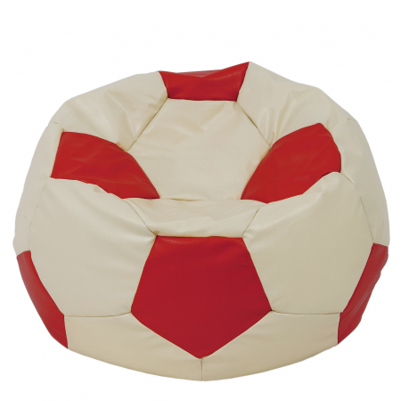 Fotolii Puf - Mega Ball - fotoliu puf - imitatie piele crem/rosu