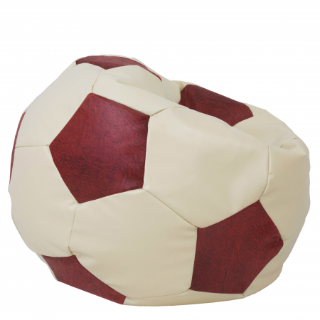 Mega Ball - fotoliu puf - imitatie piele crem/visiniu [1]