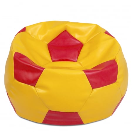 Fotolii Puf - Mega Ball - fotoliu puf - imitatie piele galben/rosu