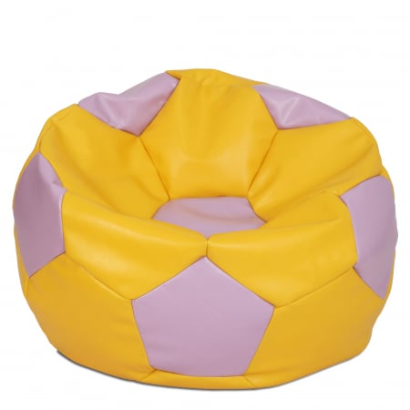 Fotolii Puf - Mega Ball - fotoliu puf - imitatie piele galben/mov