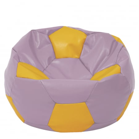 Fotolii Puf - Mega Ball - fotoliu puf - imitatie piele mov/galben