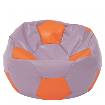 Fotolii Puf - Mega Ball - fotoliu puf - imitatie piele mov/portocaliu