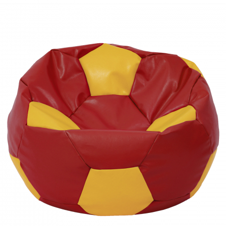 Fotolii Puf - Mega Ball - fotoliu puf - imitatie piele rosu/galben
