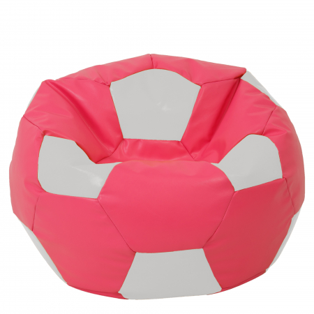 Fotolii Puf - Mega Ball - fotoliu puf - imitatie piele roz/alb