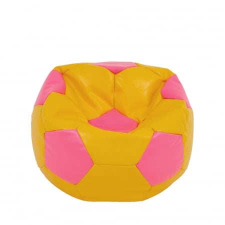 Fotolii Puf - Mondo Ball - fotoliu puf - imitatie piele - galben/roz