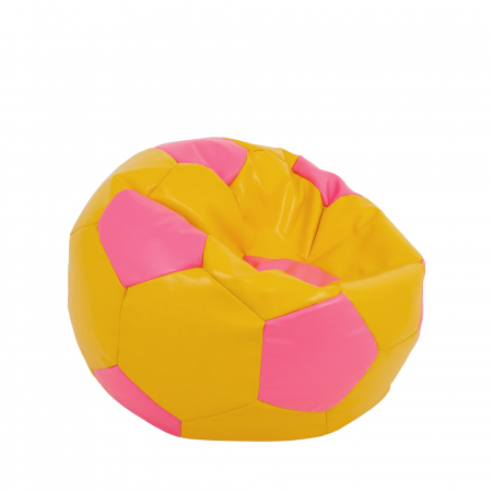 Mondo Ball - fotoliu puf - imitatie piele - galben/roz [1]