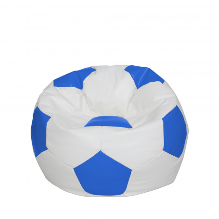 Fotolii Puf - Mondo Ball - fotoliu puf - imitatie piele - alb/albastru