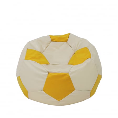 Fotolii Puf - Mondo Ball - fotoliu puf - imitatie piele - crem/galben