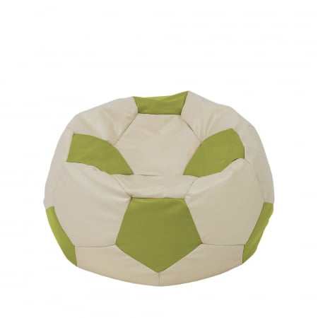 Fotolii Puf - Mondo Ball - fotoliu puf - imitatie piele - crem/verde