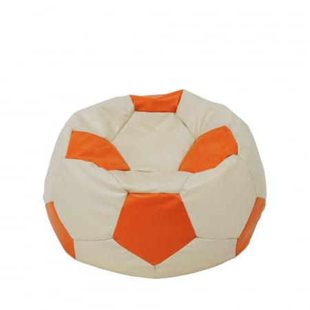 Fotolii Puf - Mondo Ball - fotoliu puf - imitatie piele - crem/portocaliu