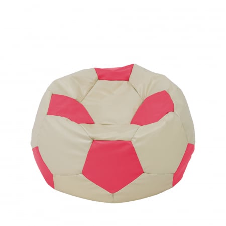 Fotolii Puf - Mondo Ball - fotoliu puf - imitatie piele - crem/roz