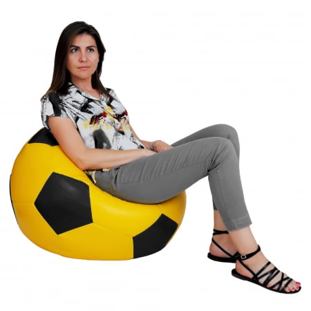 Mondo Ball - fotoliu puf - imitatie piele - galben/negru [4]