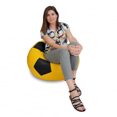 Mondo Ball - fotoliu puf - imitatie piele - galben/negru [3]