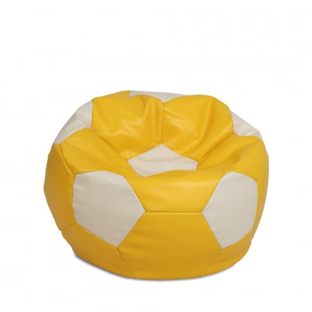 Fotolii Puf - Mondo Ball - fotoliu puf - imitatie piele - galben/crem