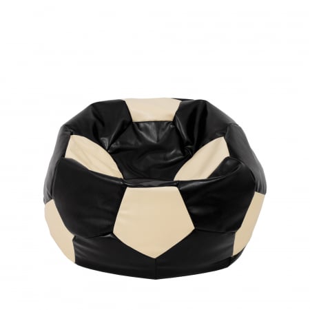 Fotolii Puf - Mondo Ball - fotoliu puf - imitatie piele - negru/crem