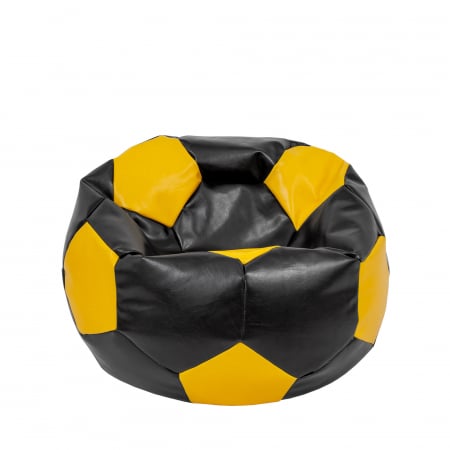 Fotolii Puf - Mondo Ball - fotoliu puf - imitatie piele - negru/galben