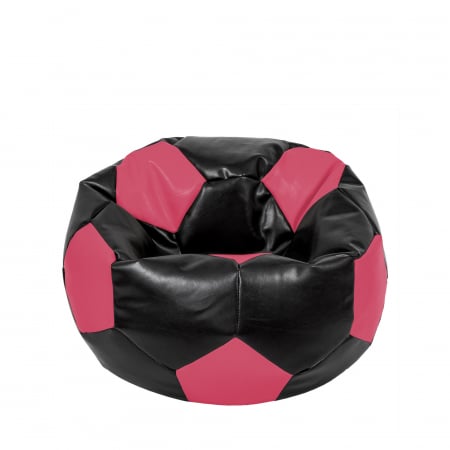 Fotolii Puf - Mondo Ball - fotoliu puf - imitatie piele - negru/roz