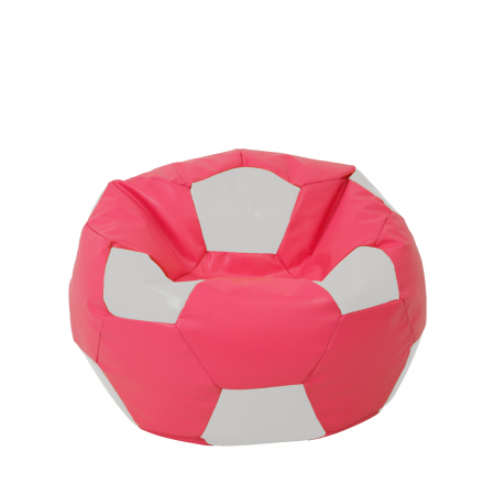 Fotolii Puf - Mondo Ball - fotoliu puf - imitatie piele - roz/alb