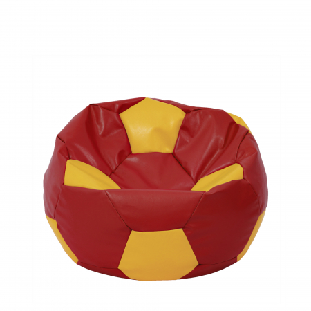 Fotolii Puf - Mondo Ball - fotoliu puf - imitatie piele - rosu/galben
