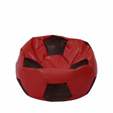 Fotolii Puf - Mondo Ball - fotoliu puf - imitatie piele - rosu/wenge