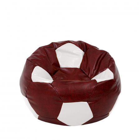 Fotolii Puf - Mondo Ball - fotoliu puf - imitatie piele - visiniu/alb