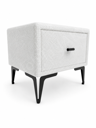 Noptiera tapitata boucle alb01, cu picioare negre, 40cm*45cm*36cm [1]