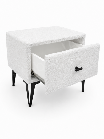 Noptiera tapitata boucle alb01, cu picioare negre, 40cm*45cm*36cm [2]