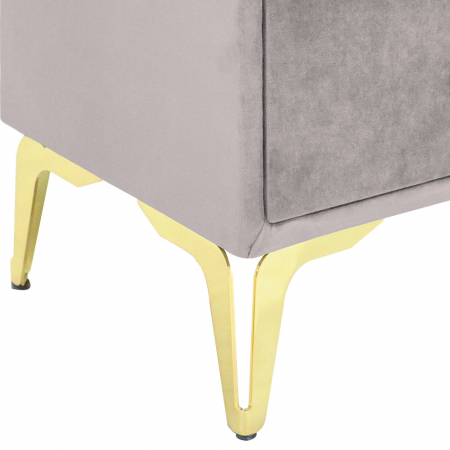 Noptiera tapitata crem, cu picioare aurii, 40cm*45cm*36cm, Mobila JAKY [3]