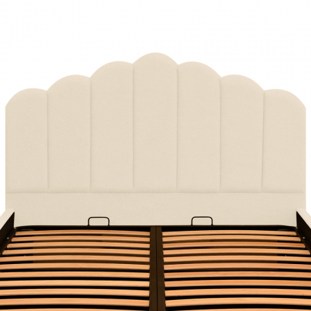 Pat dublu tapitat Bellagio ,160/200 crem stofa boucle, cu somiera metalica rabatabila si spatiu de depozitare [6]