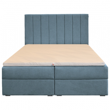 Paturi Boxspring - Pat dublu tapițat boxspring Columbia cu lada, albastru, 160/200