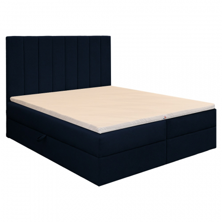 Pat dublu tapițat boxspring Columbia cu lada, bleumarin, 140/200 [2]