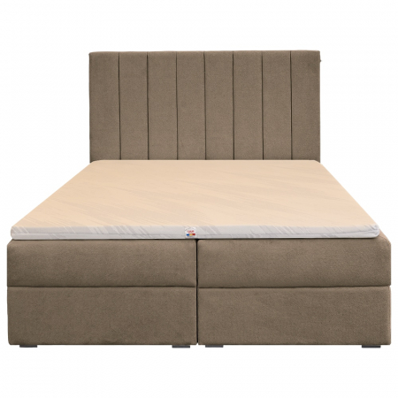 Paturi Boxspring - Pat dublu tapițat boxspring Columbia cu lada, cappuccino, 140/200