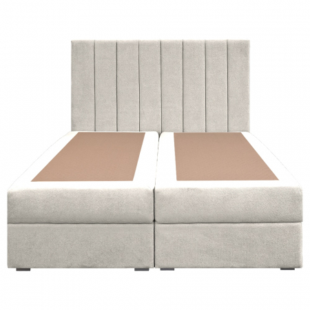 Pat dublu tapițat boxspring Columbia cu lada, crem, 180/200 [1]