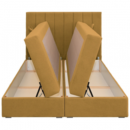 Pat dublu tapițat boxspring Columbia cu lada, galben mustar, 160/200 [4]