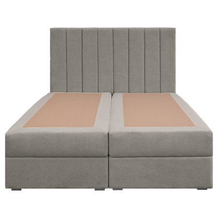 Pat dublu tapițat boxspring Columbia cu lada, gri deschis, 180/200 [1]