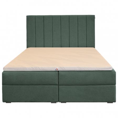 Paturi Boxspring - Pat dublu tapițat boxspring Columbia cu lada, verde, 140/200