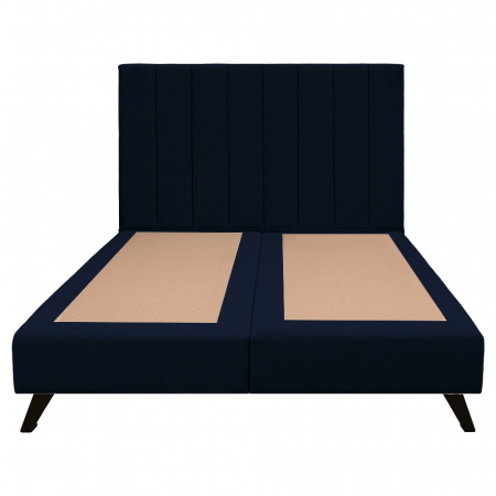 Pat dublu tapițat boxspring Columbia cu picioare, bleumarin, 140/200 [2]