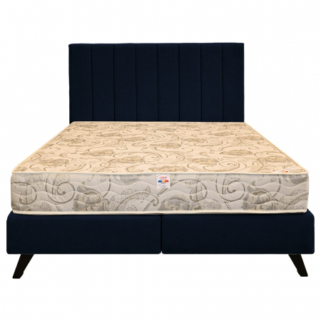 Paturi Boxspring - Pat dublu tapițat boxspring Columbia cu picioare, bleumarin, 160/200