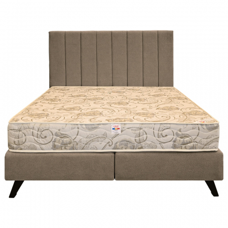 Paturi Boxspring - Pat dublu tapițat boxspring Columbia cu picioare, cappuccino, 140/200