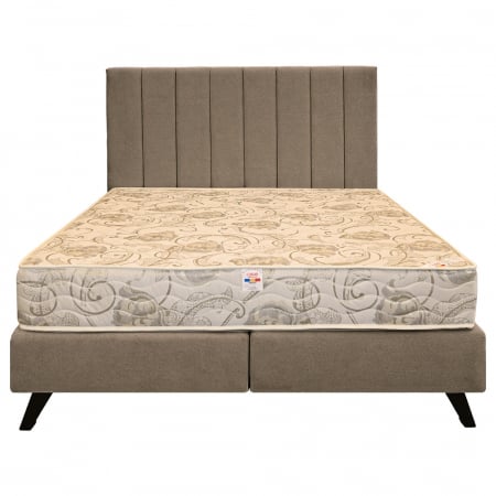 Paturi Boxspring - Pat dublu tapițat boxspring Columbia cu picioare, cappuccino, 180/200