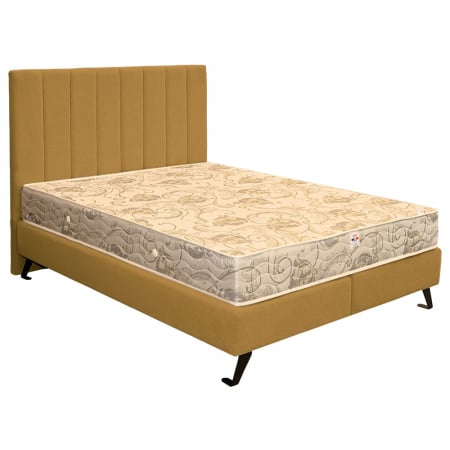 Pat dublu tapițat boxspring Columbia cu picioare, galben mustar, 180/200 [1]